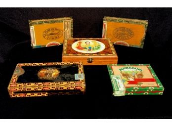 Collection Of 5 Vintage Cigar Boxes
