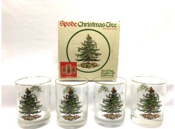 Spode Christmas Tree Set Of 4 Double Old Fashioned Glasses