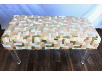 Fabulous Sequin Upholstered Bench With Lucite Legs