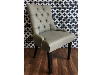 Tufted Back Accent Chair Upholstered In Slate Grey
