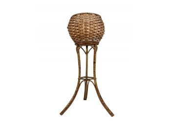 Vintage Rattan Boho Plant Stand