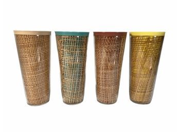 Set Of 5 Vintage Raffiaware Thermo-serve Highball Tiki Cup