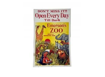 Vintage Emersons Zoo Newington Conn Poster