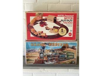 Giant Western Special Express And Mattel Motor Putt Putt Railroad Locomotive Vintage Toys