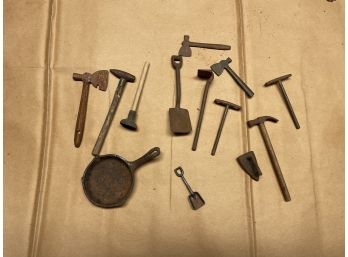 Lot Of Miniature Tools Made Of Metal And Wood