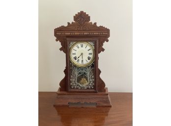 WM L Gilbert Carved Wood Mantel Clock Winsted CT