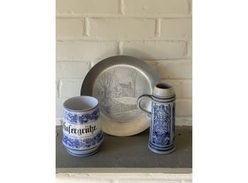 German Stein And Dish Lot