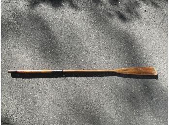Vintage Wooden Boat Oar Paddle With Leather Handle And Copper Guard Nautical Decor