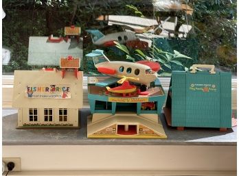 Lot Of 3 Vintage Fisher Price Toys Schoolhouse, A-frame, And Airport