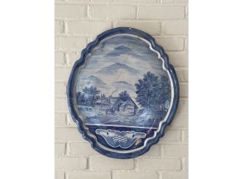 ANTIQUE DUTCH DELFT HAND PAINTED DECORATED PLAQUE BLUE AND WHITE