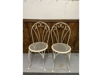 Pair Of Vintage Wrought Iron Chairs In Excellent Condition.   ( B.M)