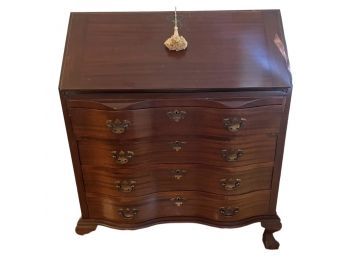 Vintage Mahogany Drop Front Desk With Four Drawers.