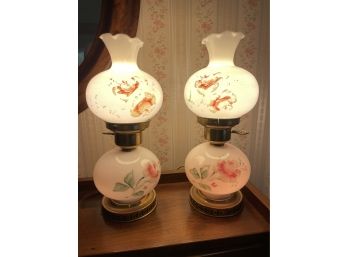 Pair Of Electrified Hurricane Lamps  . 14' Tall