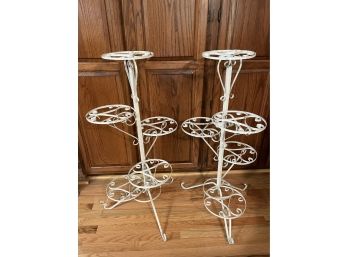 Pair Of Vintage Wrought Iron Plant Stand. 38' Tall
