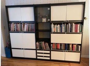 Vintage 80' , Three Section Storage And Display Shelving System ,with Cabinets And Desk.