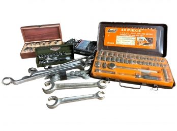 Collection Of Wrenches And Sockets Sets.