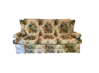 Vintage Sofa In Floral Design Upholstery.