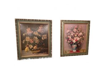 Pair Of Decorative, Framed Prints On Board.