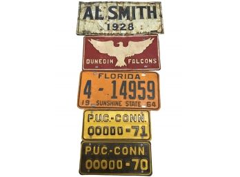 Five Vintage License Plate.