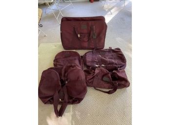 Vintage Pierre Cardin ,paris New-york ,5 Pieces Burgundy Luggage  Set.