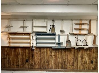 Large Lot Of Custom Made  Display Shelves, Some Are With Items From A Tool's Collection.