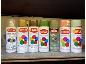 Collection Of Krylon Spray Paint Cans.