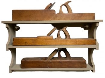 Trio Of  Large Antique Wood Block Hand Planes.        #13