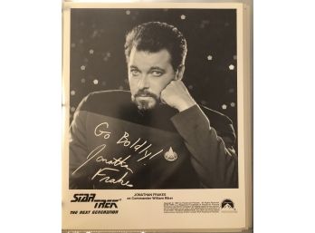 Jonathan Frakes Signed 8x10 B/w Photo Star Trek Commander Riker Inscribed