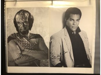 Michael Dorn Worf 5x7 B/w Publicity Photos (lot Of 2) W/letter