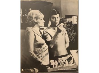 Deforest Kelley & Majel Barrett Signed 8x10 B/w Star Trek Photo Inscribed