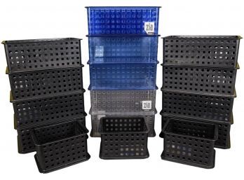 Collection Of Sixteen Interdesign Zia Stacking Storage Basket Containers