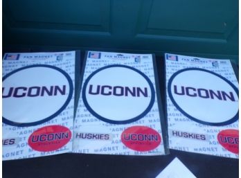 Lot Of 3 UConn Husky Die Cut Magnets