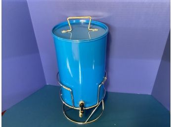 Blue Aluminum Cold Beverage Dispenser On Stand