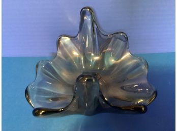 Vintage Smoke Stretch Glass Candy Dish