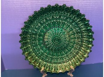 Round Green Turkish Akcam (?) Dish  (12 1/2 Inches In Diameter)