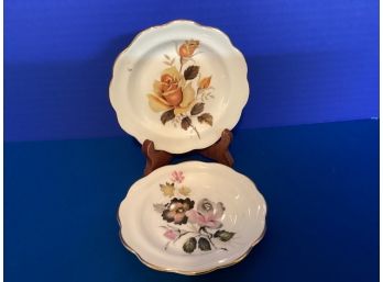 Vintage Pair Of Grovesnor English Bone China Jackson And Gosling Floral Coasters