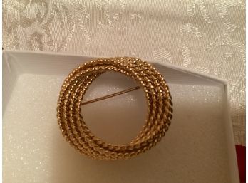 Vintage Round Gold Tone Beads Pin Unsigned