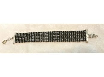 Bold, Sparkly  Black  Rhinestone Bracelet, Over 3/4' Wide