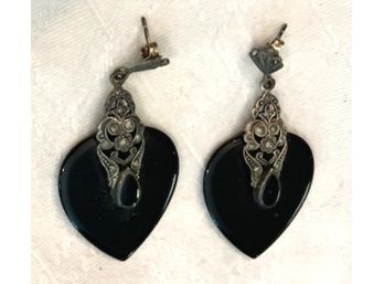 STERLING & ONYX EARRINGS SET