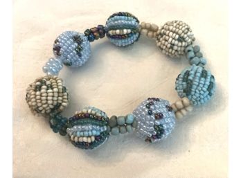 Lovely BRACELET Of Blues, Burgundy And White BEADS