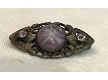 Simple But Elegant Pin, Unusual Stone,, Amethyst Colors