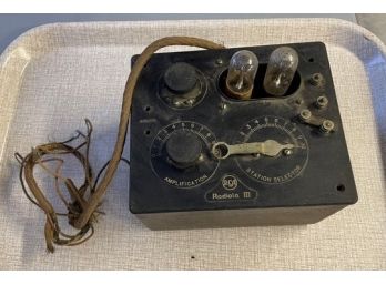 Antique RCA Radio And Headsets And Old Radio Parts