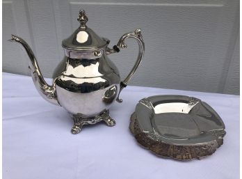 Vintage Silver Teapot & Tray