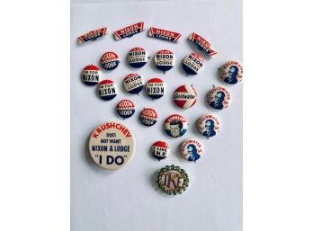 Political Pin Collection From The 50's And 60's