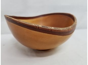 Vintage Signed Buz Blum Natural Edge Birch Handmade Turned Wood Art Bowl