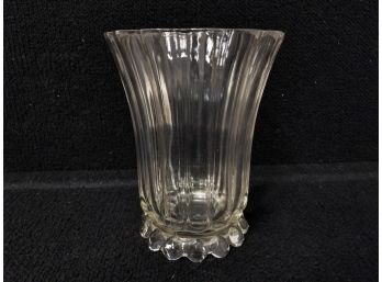 Anchor Hocking Glass BUBBLE FOOT Clear Vase Flared Boopie Ball Bead Base Ribbed