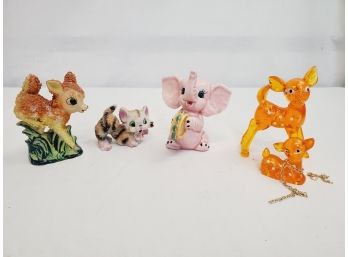 Assortment Of Vintage Ceramic & Lucite Animal Figurines Including Sugar Finish