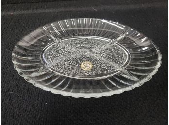 Vintage Crystal Divided Serving Platter Dish New