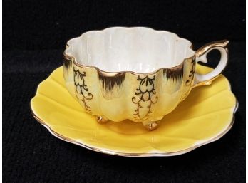 Vintage Spencer Stevenson Royal Stuart Porcelain Yellow Teacup And Saucer