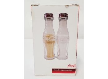 NOS 2006 Coca Cola Glass Salt & Pepper Shakers In Box